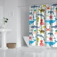 thumbnail image 5 of Cartoon Shark Christmas Party Curtain 72x84in, Waterproof Polyester with Holiday Sea Scene and 12 Hooks, Festive Fun Marine Theme for Kids Bathroom or Gift Idea, 5 of 5