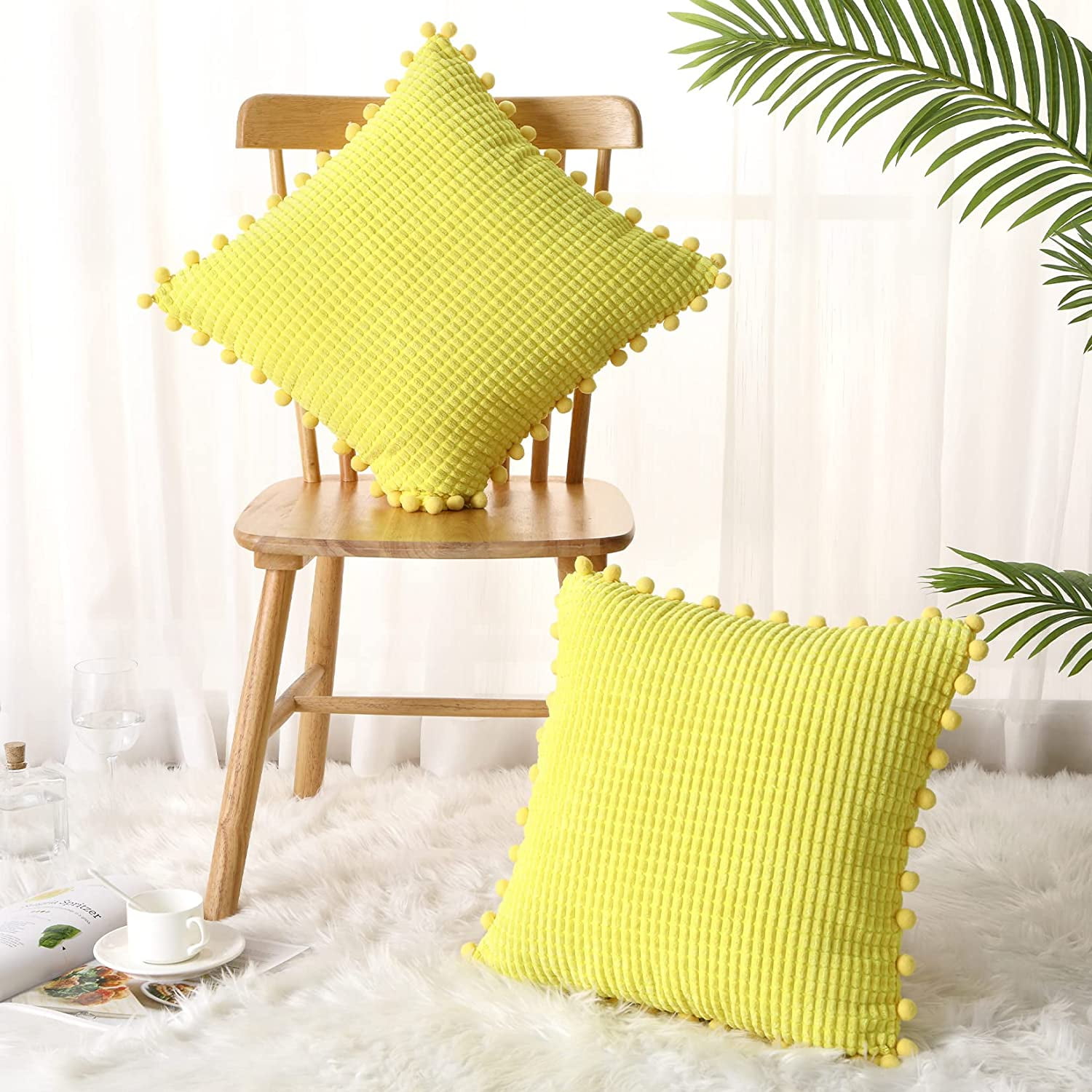 Soft Pillow Covers, 18X18 Inch Polyester Pillow Covers, Boho Pillow Cover, Set of 2 Solid