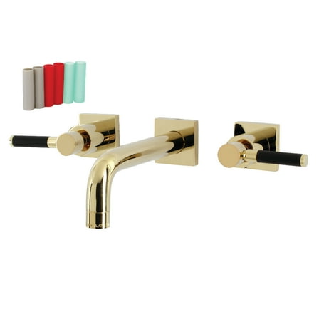 Kingston Brass KS6122DKL Kaiser Double-Handle Wall Mount Bathroom Faucet, Polished Brass