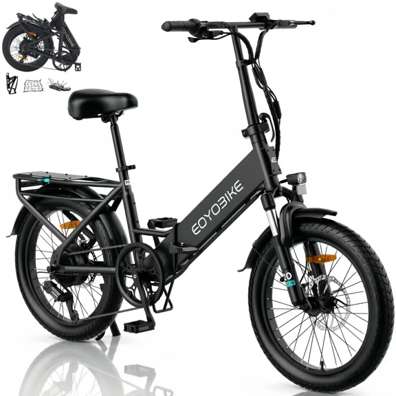 Lilypelle Folding Step-Thru Electric Bike for Adults, 20"×3.0 Fat Tire 7 Speed Electric Cargo Bicycle, 500Wh Built-in detachable battery, Peak 1000W Rear Motor,20MPH, Fits for 4'9" to 6'5"