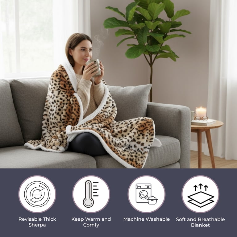 Lavish Home Tiger Print Fleece Throw Blanket 50x60 photo 5