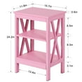 thumbnail image 7 of VECELO Set of 2 Nightstand with 3-Tier Shelves, X-Shaped Sofa Side End Table for Bedroom/Living Room/Office, Pink, 7 of 7