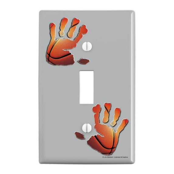 Hand Print Basketball Get a Grip Plastic Wall Decor Toggle Light Switch Plate Cover