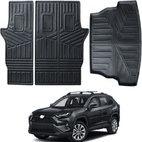Rear Seat Car Floor Mats for 2020-2024 Toyota RAV4 - Custom Fit TPE Rubber Non-Slip Automotive Floor Liners, Easy to Clean All-Weather Back Protector and Cargo Mat