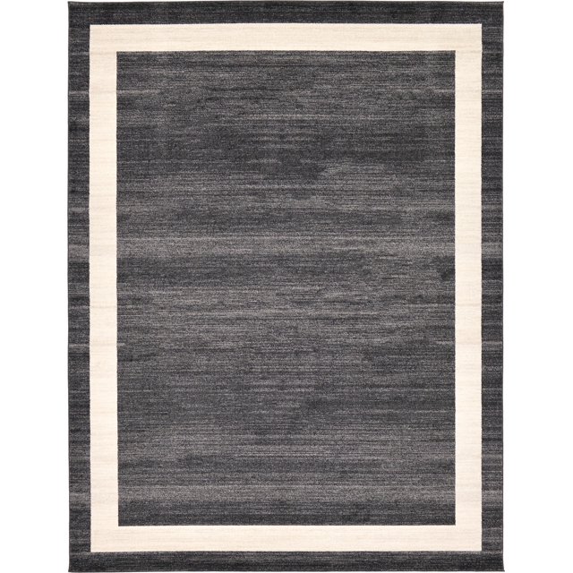 Unique Loom Del Mar Collection Contemporary Transitional Area Rug, 9' x 12', Black/Ivory