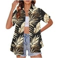 thumbnail image 1 of Camisa de Manga Corta Vestido para las Mujeres Camisas Hawaianas Botón Arriba Blusa de Playa de Verano Casual, Top de Vacaciones Fresco, 1 of 6