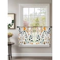 thumbnail image 2 of Sheer Curtains 54 Inch Length 2 Panels Set for Kitchen, Green Orange Leaves Semi Sheer Curtains for Windows, Spring Garden Botanical Voile Window Treatments Rod Pocket Curtain, 2 of 7