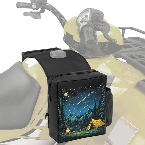Uorisanigo Motorcycle Tank Bag for ATV/UTV/Snowmobile – Starry Camping Print Motorcycle Saddlebags with Water Pocket, Universal Fit for Polaris Sportsman 570, Grizzly Cooler & More