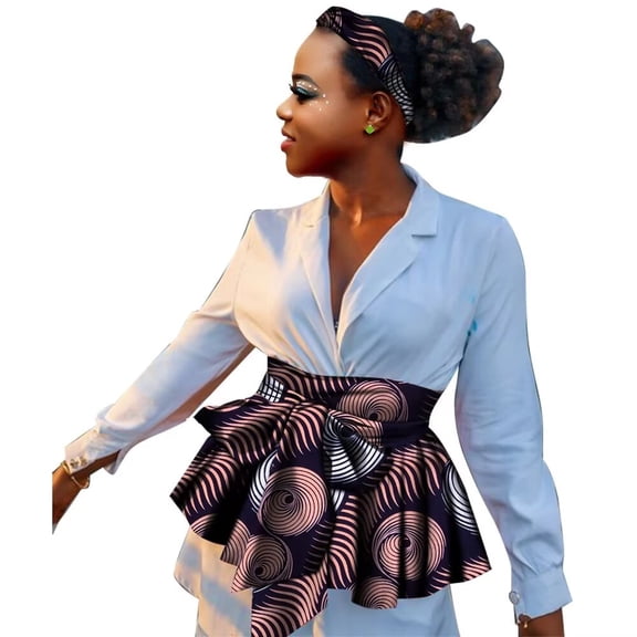 XIAOHUAGUA Wrap Women Skirts Africa Lady High Waist Pleated Short Skirt with Belt Asymmetrical Female Clothes