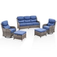 thumbnail image 3 of Jentlehouse 5-Piece Outdoor Patio Furniture Set,Rattan Patio Set Outdoor 3-Seat Couch Set with Swivel Chairs and Ottomans,Outdoor Conversation Furnitures for Porch Balcony Deck, 3 of 11