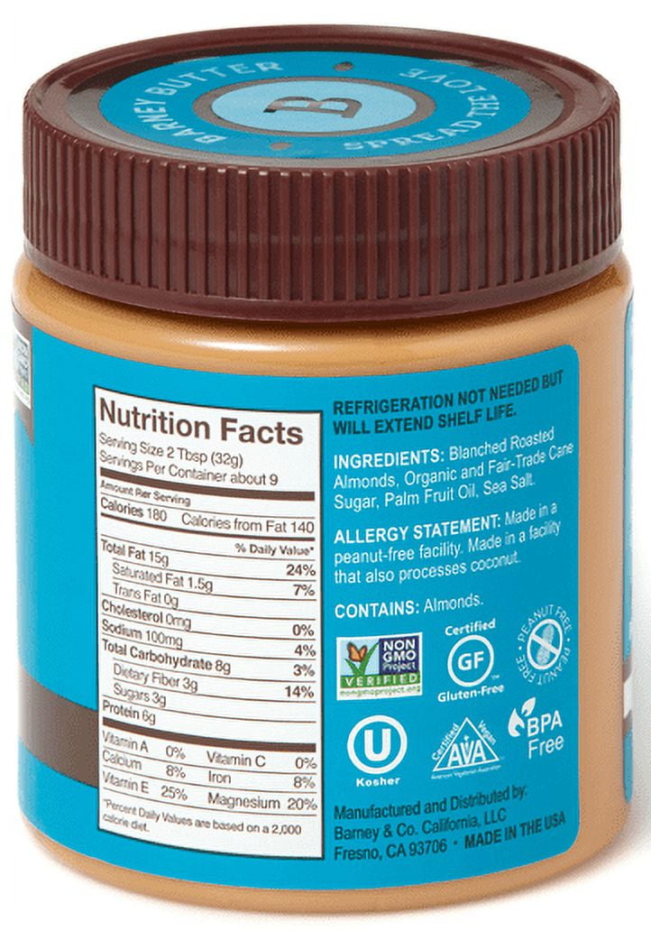 (3 pack) Barney Butter Smooth Almonds Butter, 10 oz