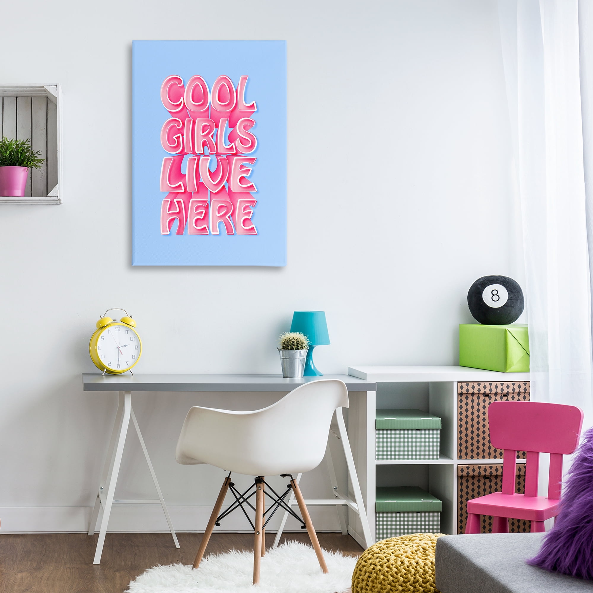 Stupell Industries Cool Girls Live Here Text & Numbers Painting Wrapped Canvas Art Print Wall Art, 24 x 36