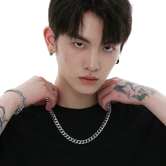 Classic Men Necklace Width 10MM 14K White Gold Long Necklace For Men Women Chain Jewelry