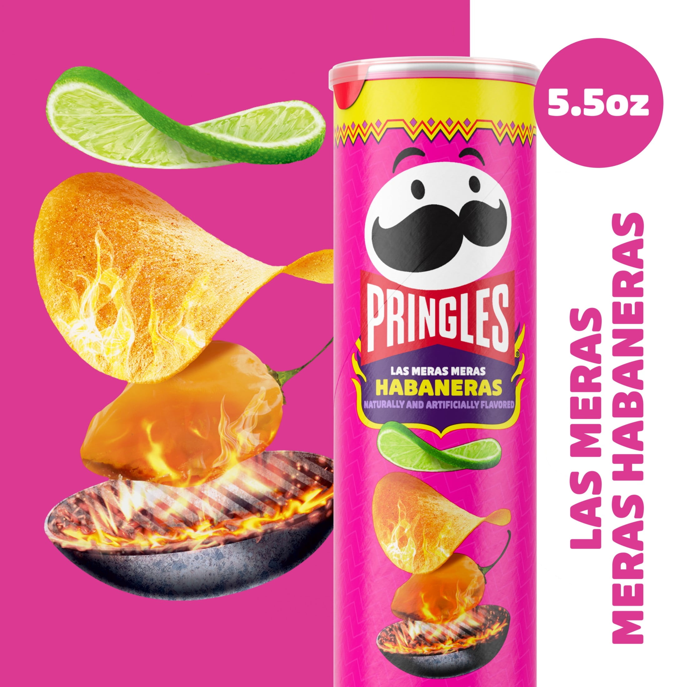 Pringles Las Meras Meras Habaneras Potato Crisps, Lunch Snacks, 5.5 oz Canister