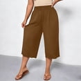 thumbnail image 2 of Edvintorg Women Capri Pants Flowy Lightweight Elastic Waisted Casual Loose Cropped Capris Trouser Women Clothes Coffee XL, 2 of 9