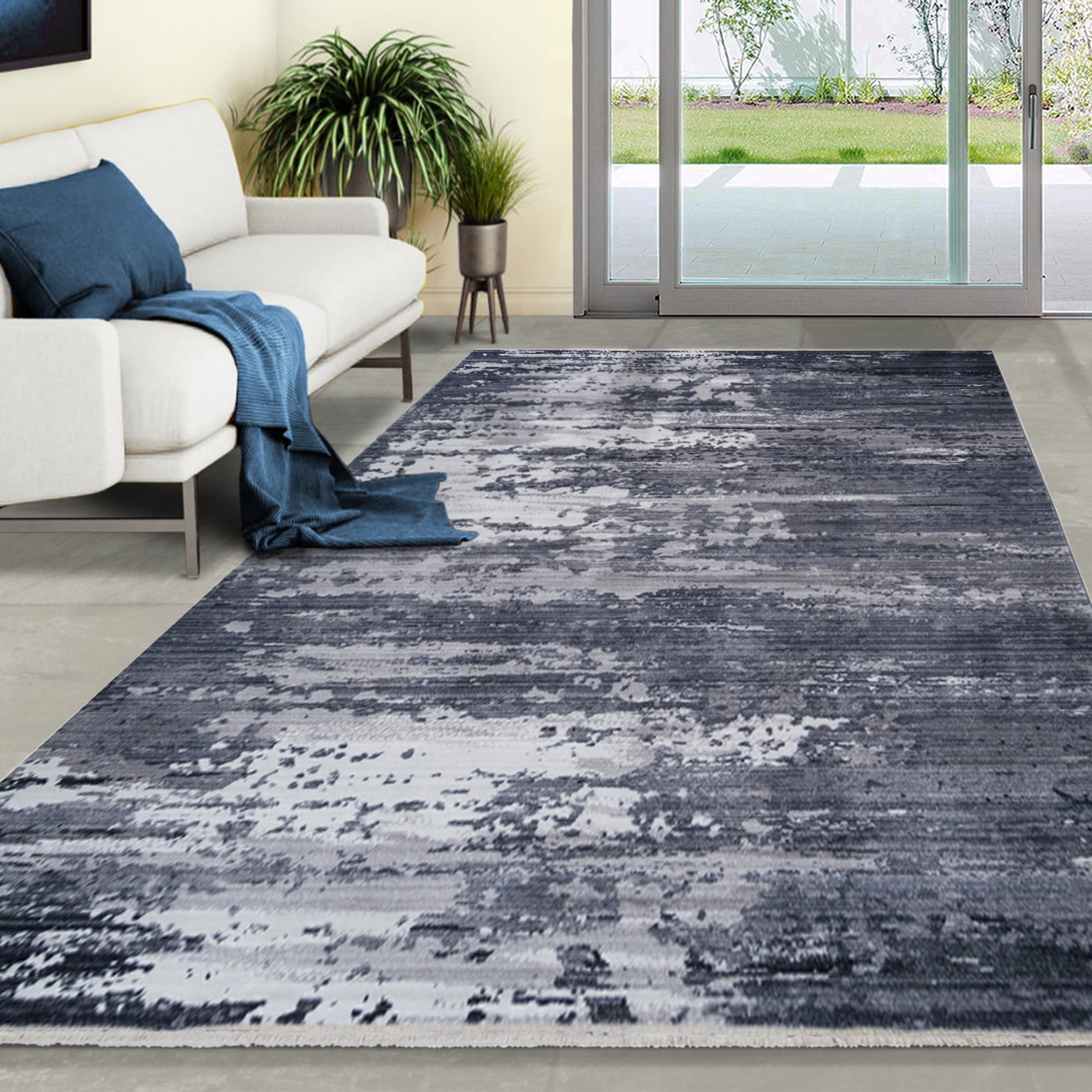 Black-Storm 8' x 10' Rectangular Synthetic Area Rug
