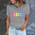thumbnail image 2 of Plebaso T-Shirts de Pâques pour Femmes Manches Courtes Imprimés Graphiques Hauts Été Décontractés Amples, 2 of 6