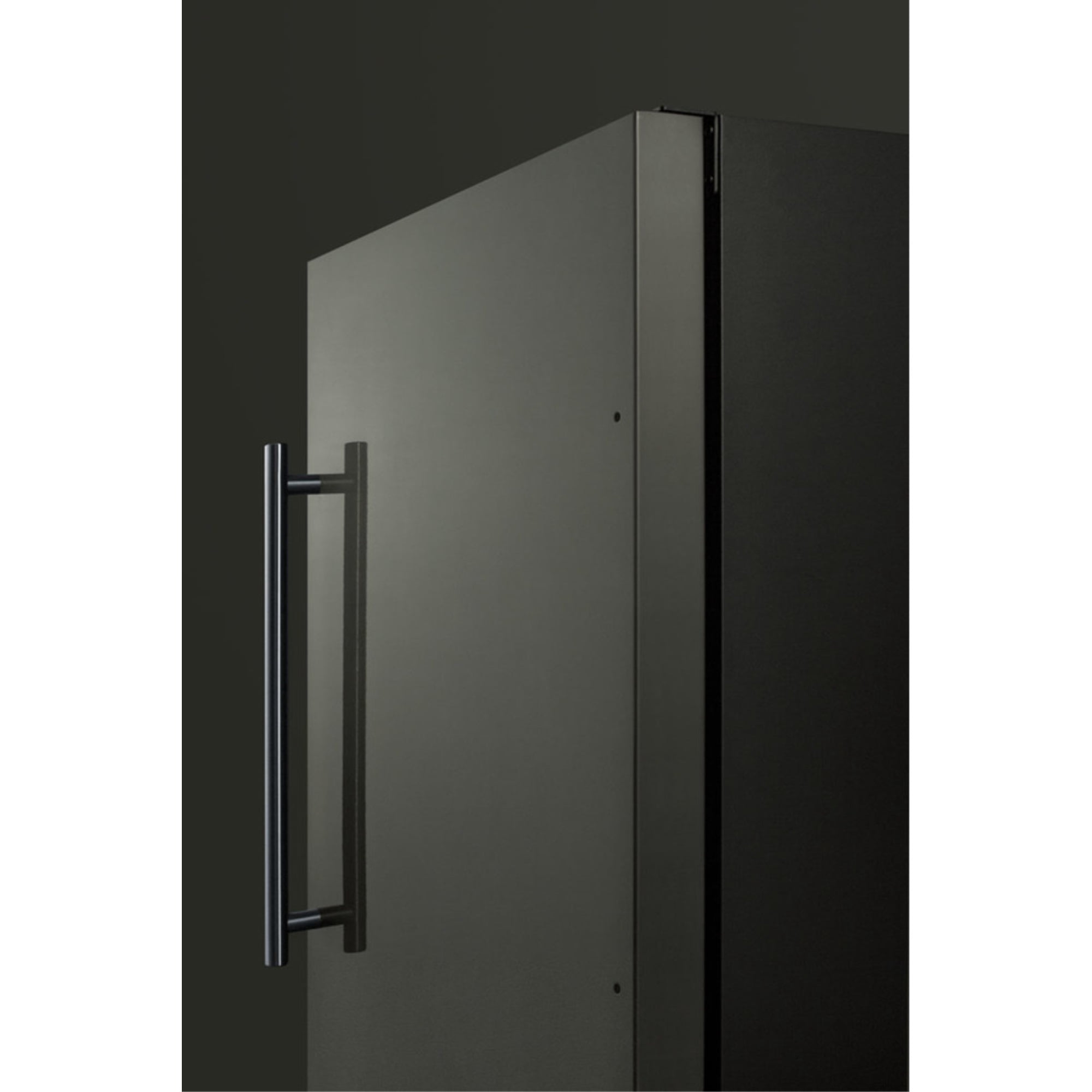 ADA compliant 18" wide built-in undercounter frost-free freezer with black stainless steel door, lock, and digital thermostat
