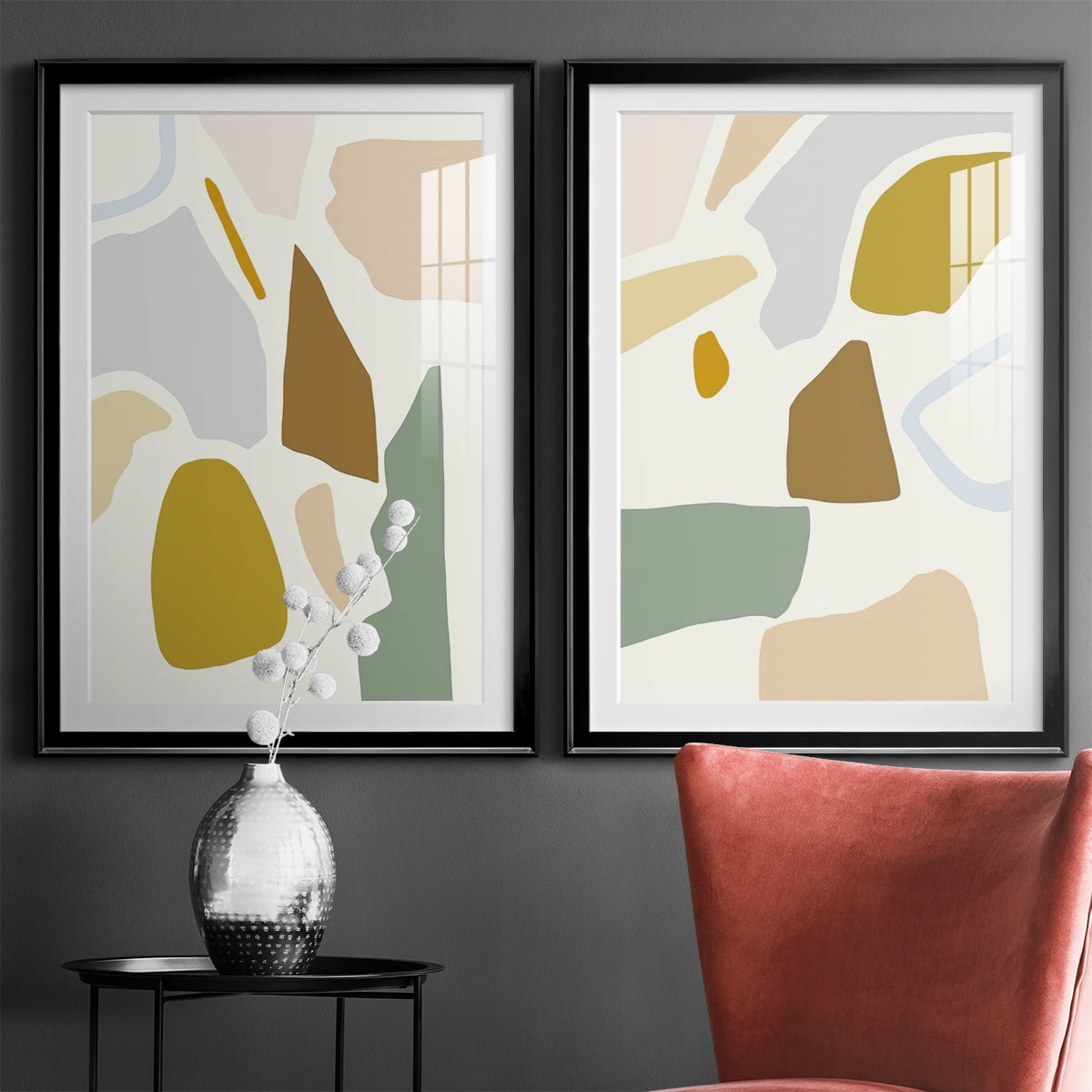 Wexford Home Pastel Splotches I Premium Framed Print, 26.5" x 36.5" - Ready to Hang, Black (Set of 2)