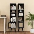 thumbnail image 3 of Topbuy Slim Tall Rattan Storage Cabinet Boho Accent Bookshelf w/ Rattan Door 12-Position Adjustable Shelf & Solid Wood Legs Black, 3 of 9