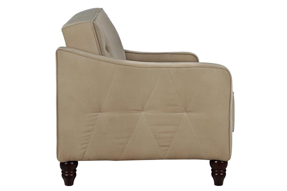 Novogratz Vintage Tufted Sofa Sleeper II, Taupe Velour