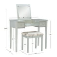thumbnail image 6 of Ramsey Silver Flip-Top Mirror Vanity and Butterfly Upholstered Stool Set, 6 of 14