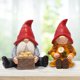 thumbnail image 2 of Juego de 2 gnomos estatua de resina de pareja gnomos de jardín de hadas hechos a mano para exterior, 2 of 5
