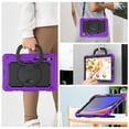 thumbnail image 6 of Case for Samsung Galaxy Tab S10 Lite/S10 FE/S9 FE/S9, 360 Rotating Stand Handle Pencil Holder Shoulder Strap Heavy Duty Shockproof Cover, Purple, 6 of 7