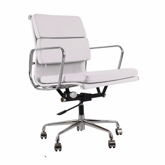 Chaise de buerau exécutif Nicer Furniture à dossier bas avec coussin en cuir véritable doux