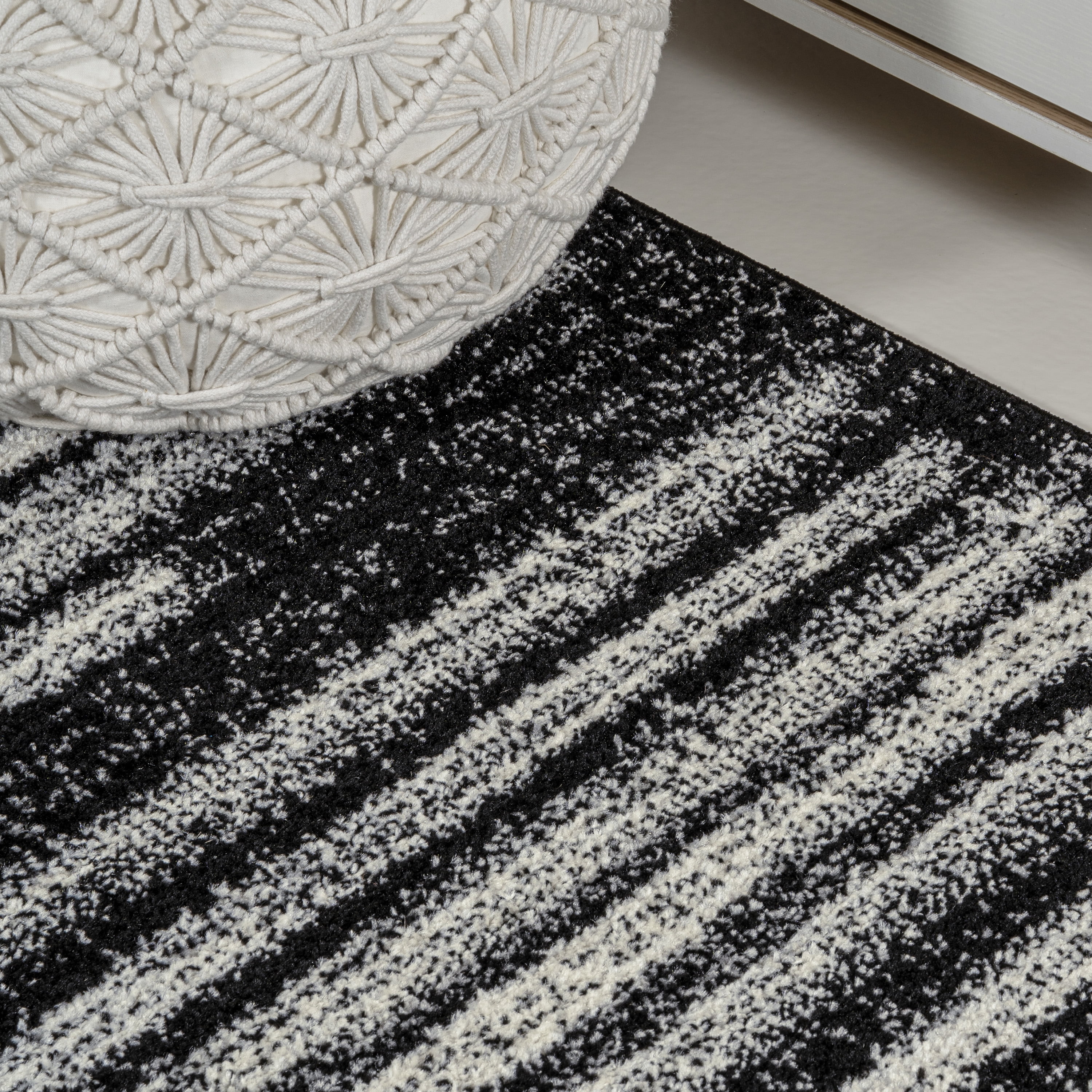 JONATHAN Y MOROCCAN HYPE 3 x 5 Area Rug, Khalil Berber Stripe - Black/Cream, MOH207F-3