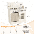 thumbnail image 3 of TLSUNNY Kids Wooden Play Kitchen, w/ Sink, Stove, Knobs and Curtained Cabinet, Pefect Height for Toddlers, 3 of 10