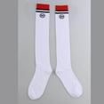 thumbnail image 2 of Bas de Golf pour Femmes, Chaussettes Hautes à Rayures, Uniforme de Course Blanc École Rouge, 2 of 9