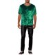 thumbnail image 2 of Camiseta de terciopelo INSPIRE CHIC para hombres, clásica de manga corta, cuello redondo, color verde oscuro, 2 of 5