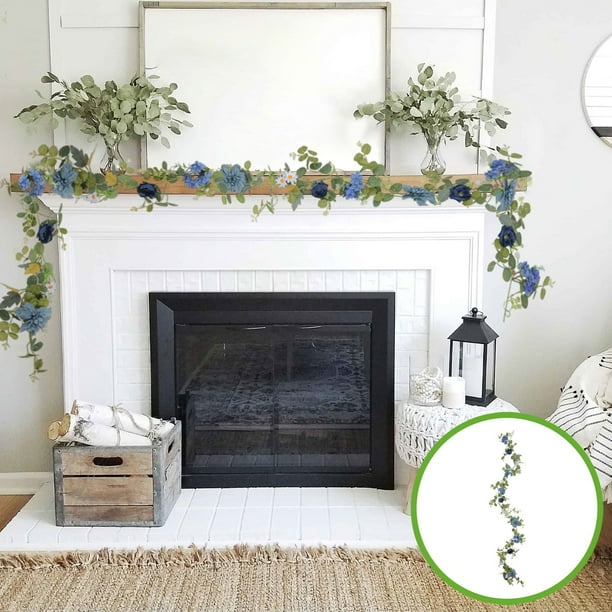 Rosales artificiales Lisbinx de 1,8 m | Arco decorativo para boda en rosa, blanco y azul | Guirnalda de flores de plástico de 190 cm | Decoración colgante de ratán para fiestas y eventos