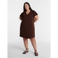 thumbnail image 2 of Terra & Sky Women’s Plus V Neck Mini Dress with Short Flutter Sleeves, Sizes 0X-5X, 2 of 5