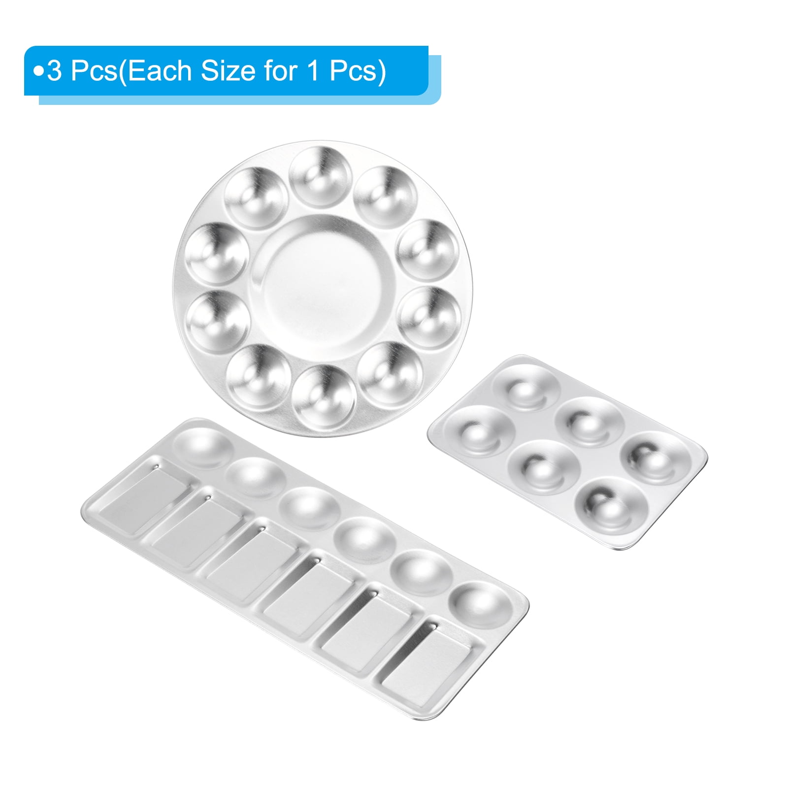 Unique Bargains 3 Pack Washable Aluminum Paint Tray Palette for Art 5.12" x 3.43" Silver