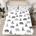 thumbnail image 2 of Manfei Safari Animal Bear Queen Sheet Sets,Rustic Western Hunting Flat Sheet,Gray White Queen Fitted Sheet For Boys Teens,Microfiber Bedroom Decor,4pcs, 2 of 7