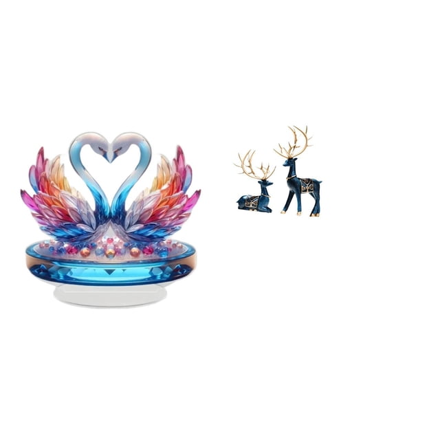 Escultura De Reno Y Cisne Acrílico, Estatua Para Mesa, Centro De Mesa, Decoración De Armario, Estantería, Adorno De Oficina, Decoración Del Hogar, Figuras De Ciervos