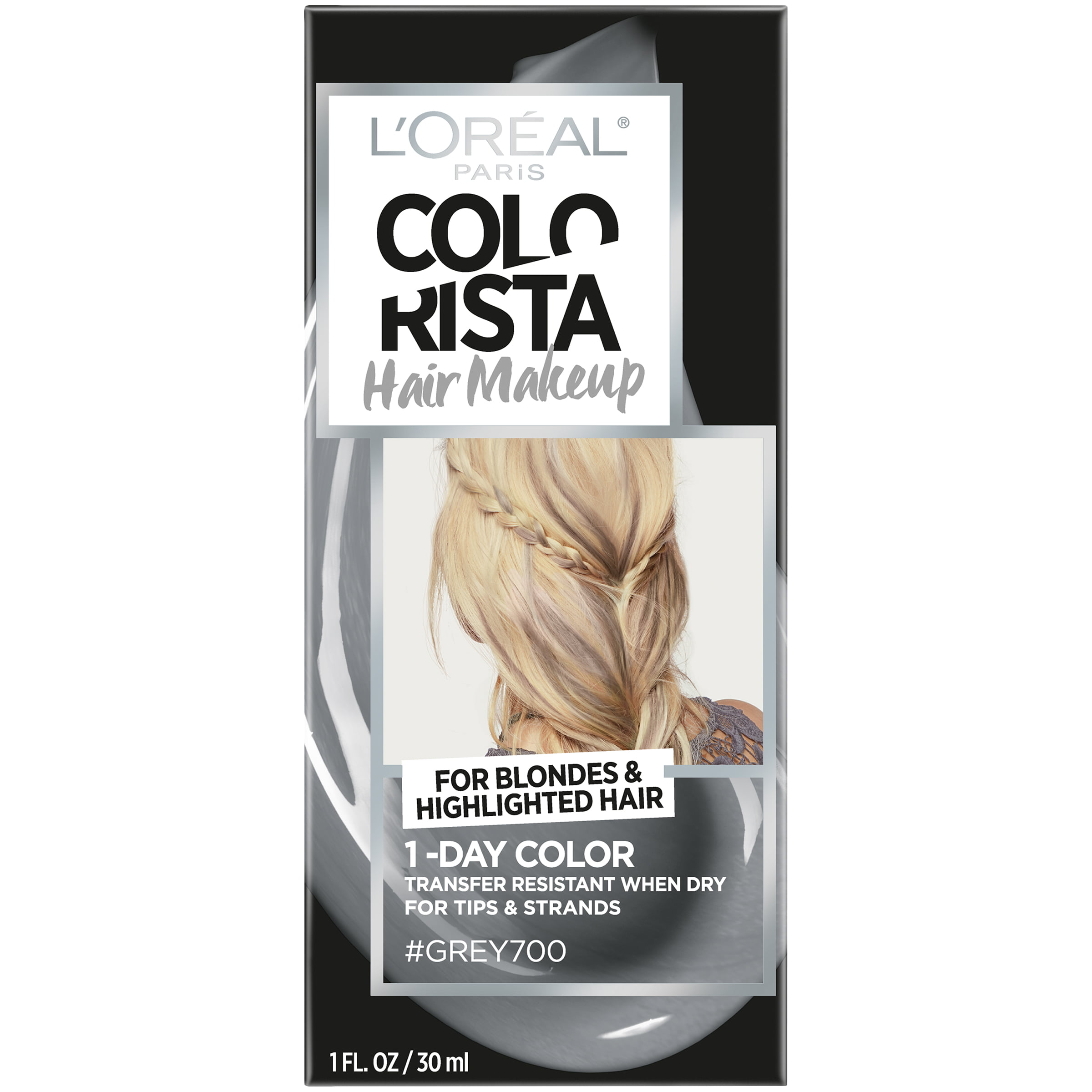 L'Oreal Paris Colorista Hair Makeup 1-Day Hair Color, 700 Grey (for  blondes), 1 fl. oz. 