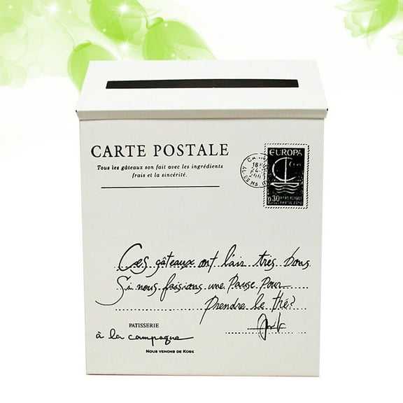 HEMOTON Retro Tin Mailbox Mailboxes for House Outdoor Decoration Wall Mounted White