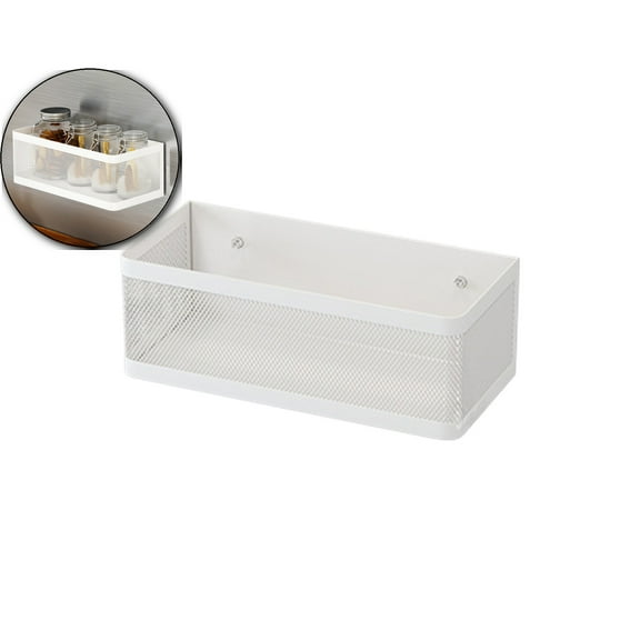 VQPeo Magnetic Shelf for Fridge Shelves, Storage Magnetic Bin Box Containers for Side Of Refrigerator(White)
