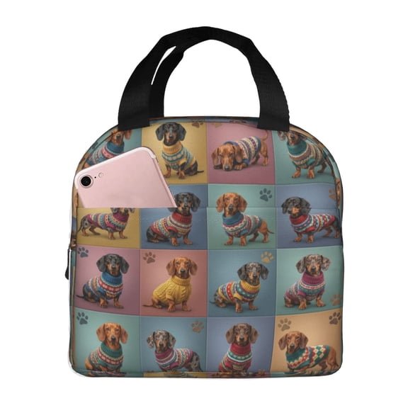 Dog Lunch Bag Cute Insulated Lunch Box For Women Men Reusable Cooler Tote With Front Pocket Handheld Meal Prep Bag For Work Office Picnic Travel