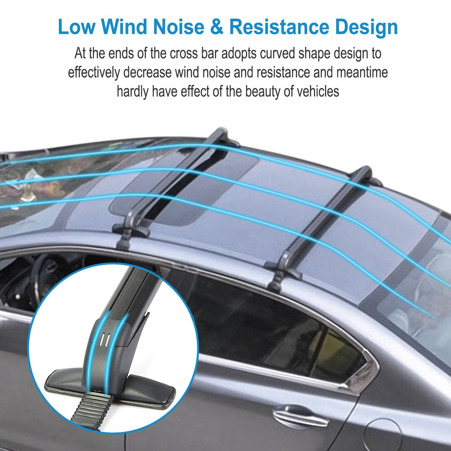2PCS Universal 43"Car Roof Rack Cross Bars with Anti-Theft Lock Adjustable Aluminum Window Frame Crossbars for Bike Kayak Cargo Luggage