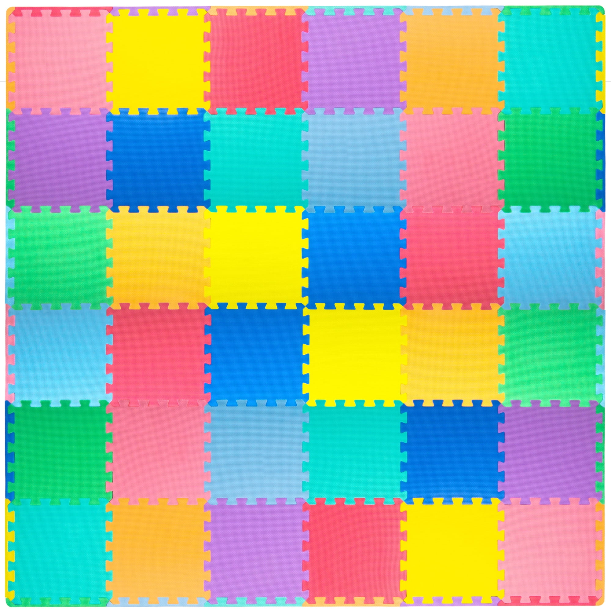 ProSource 36-Piece Foam Puzzle Mat, Kids Foam Play Mat, Homeschool Room Essentials, 6' x 6'