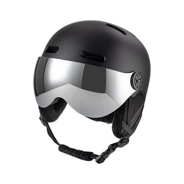 Casco de snowboard con gafas de esquí, circunferencia de la cabeza ajustable, casco de nieve Negro