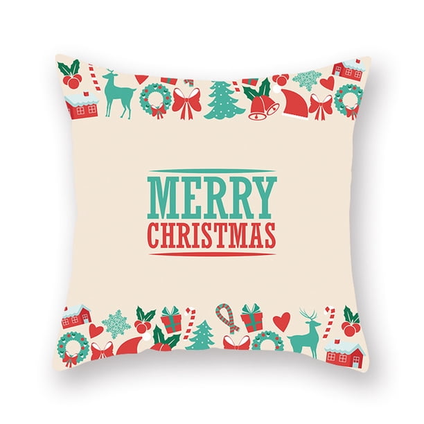 Advancent Funda de almohada de 2 piezas con estampado de elementos navideños, decoración de funda de almohada de poliéster lavable para sofá, funda de Kits de decoración para fiestas B-06718 Advancent HA007819-18