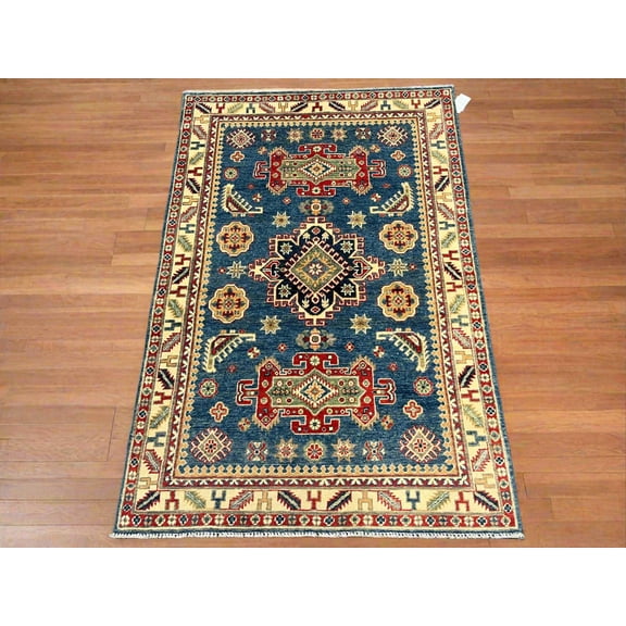 4 X 6 Kazak Light Blue Handmade Wool Rug # 13604
