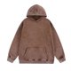 thumbnail image 3 of MHFRRA Sudadera con Capucha de Peso Pesado, Lavada, Suave y Cálida, con Bolsillo Frontal para Uso Informal Marrón, 3 of 3