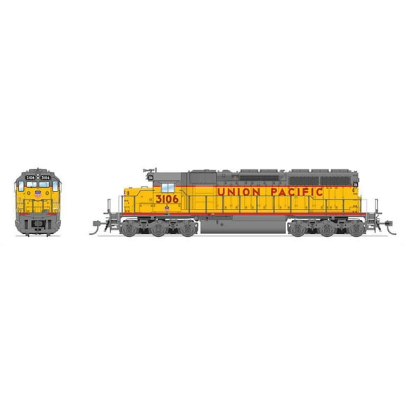 Broadway Limited Imports HO EMD SD40 UP 3106 Yellow & Gray No-Sound DCC BLI9048 HO Locomotives