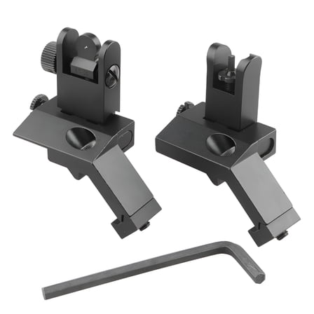 RIVONO 45 Degree Offset Front & Rear Sight Set Flip-Up Iron Sight with Windage & Elevation Adjustment for 20Mm Picatinny Rail,Black Aluminum